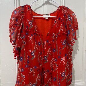 Allison Top – Red Floral – Size S